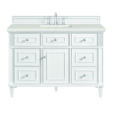James Martin Vanities 48'' Single Vanity, Bright White w/ 3 CM Lime Delight Quartz Top 424-V48-BW-3LDL